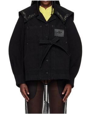 Simone Rocha Bow-Tie Denim Jacket - Black