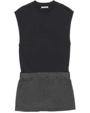 Acne Studios Cotton Panelled Mini Dress - Black