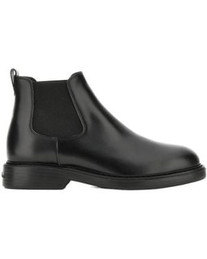 Hogan Round Toe Slip-On Boots - Black
