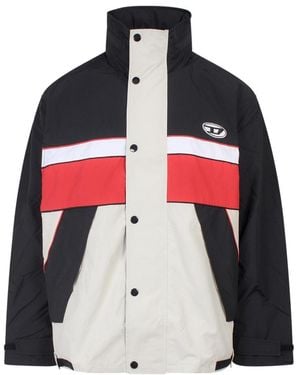 DIESEL Color-Block High Collar Jacket - Red