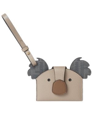 Fendi Dove Leather And Ff Fabric Card Holder - Metallic