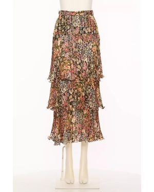 Valentino Tiered Floral Print Skirt - Natural