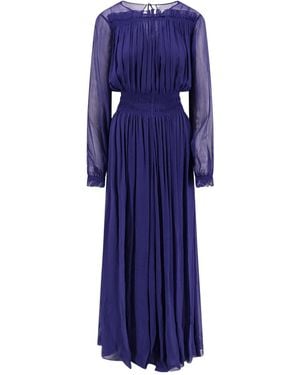 JOSEPH Pleated Long-Sleeve Dress - Blue