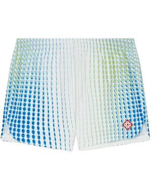 CASABLANCA Printed Poly Taffeta Shorts - Blue