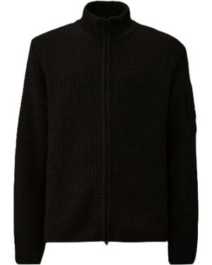 C.P. Company Lens Detail Full Zip Cardigan - Black