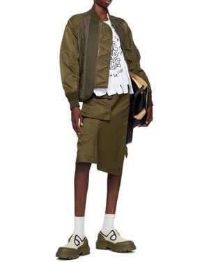Sacai Quilted-Panels Straight-Hem Bomber Jacket - Green