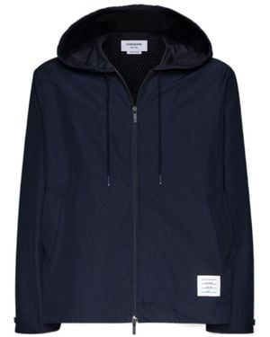 Thom Browne Drawstring Hooded Jacket - Blue