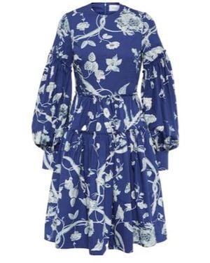 Erdem Floral Poplin Minidress - Blue