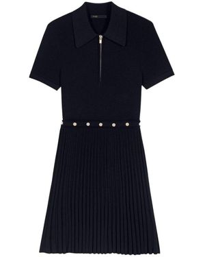 Maje Lapel Short Sleeve Dress - Blue
