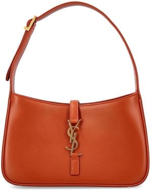 Saint Laurent Le 5 À 7 Logo Plaque Hobo Bag - Orange