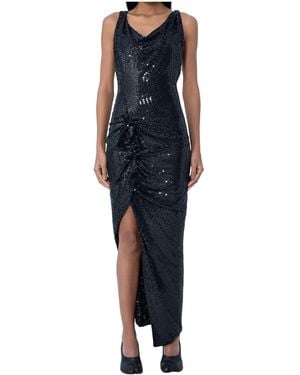 Vivienne Westwood Sequined Cowl Neck Gown - Blue