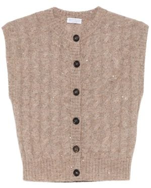 Brunello Cucinelli Knitted Top - Natural