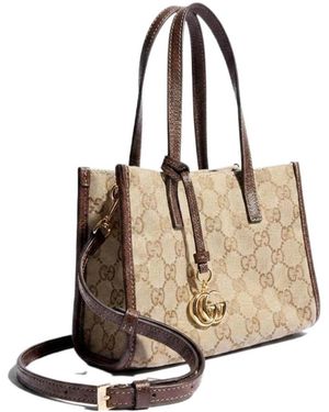 Gucci Small Tote Bag With Double G Charm - Natural
