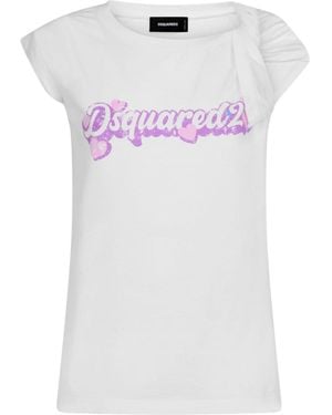DSquared² Logo Printed Crewneck T-Shirt - White
