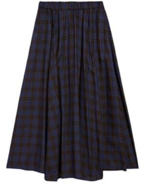 Aspesi Plaid Gatheredwaist Midi Skirt - Blue