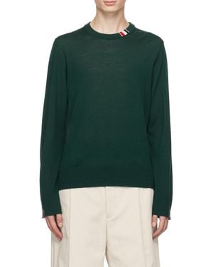 Thom Browne Rwb Stripe Detailed Crewneck Jumper - Green