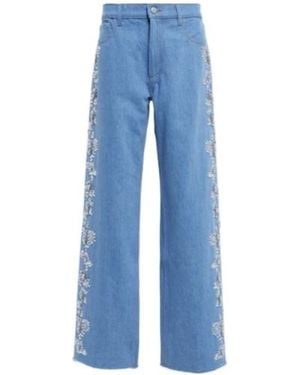 Magda Butrym Embroidered Wide-Leg Jeans - Blue