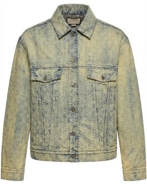 Gucci Gg Jacquard Denim Jacket - Green