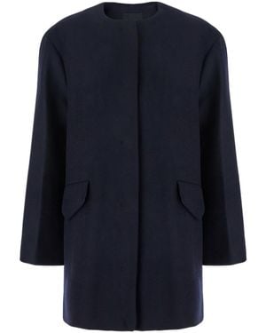 Theory Crewneck Long-Sleeved Coat - Blue