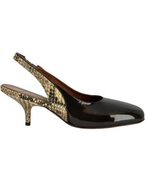 Dries Van Noten Slingback Heeled Court Shoes - Metallic