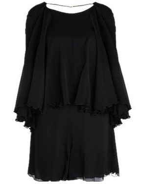 Saint Laurent Solid Color Chiffon Dress - Black