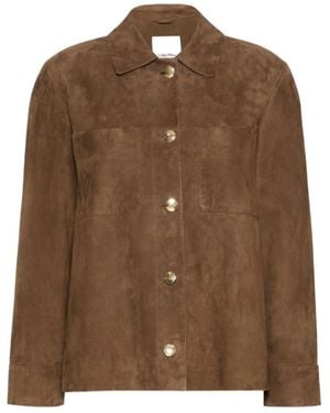 Max Mara Long-Sleeve Leather Jacket - Brown