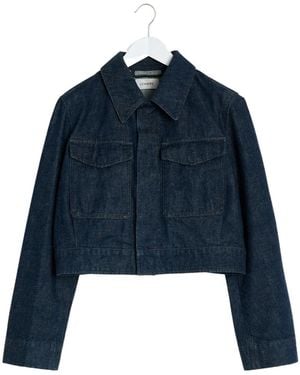 Lemaire Long Sleeved Cropped Jacket - Blue