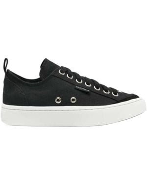 Courreges Canvas 01 Embroidered-Logo Sneakers - Black