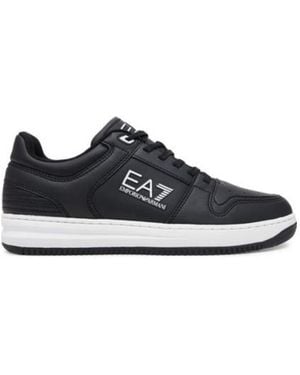 EA7 Logo-Detail Leather Trainers - Black
