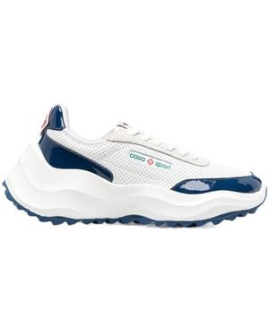 CASABLANCA Logo-Patch Lace-Up Trainers - Blue