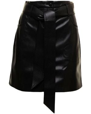 Nanushka High-Waist A-Line Belted Mini Skirt - Black