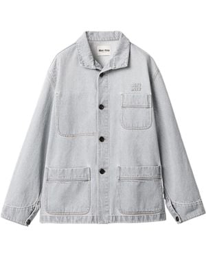 Miu Miu Denim Blouson Jacket - Gray