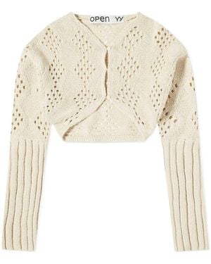 OPEN YY Argyle Pattern Cardigan - Natural
