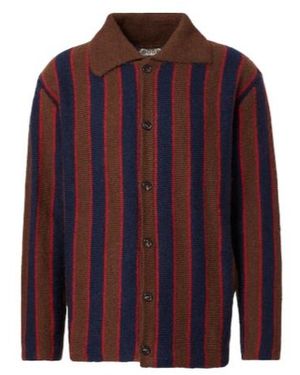 Bode Striped Mohair-Blend Cardigan - Red