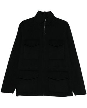 Aspesi Ocketed Zipped Single-Breasted Coat - Black