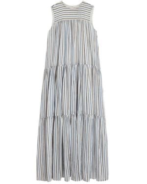 Semicouture Luigia Striped Tiered Maxi Dress - Gray