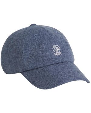 Brunello Cucinelli Virgin-Wool, Cotton And Silk Baseball Cap With Logo - Blue