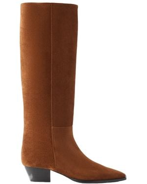 Aeyde Solid Color Suede Knee Boots - Brown