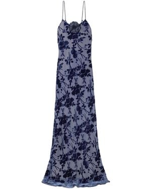 Rodarte Appliquéd Floral Devoré-Velvet Gown - Blue