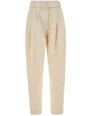 Co. Pleated Belted Trousers - Natural
