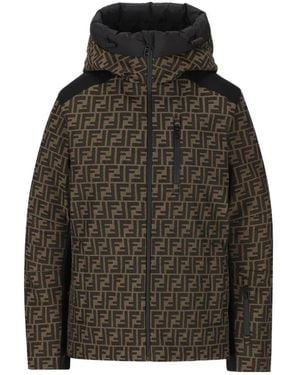 Fendi Ff Motif Zip-Up Hooded Jacket - Green