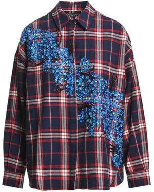 Essentiel Antwerp Kirke Embellished Plaid Shirt - Blue
