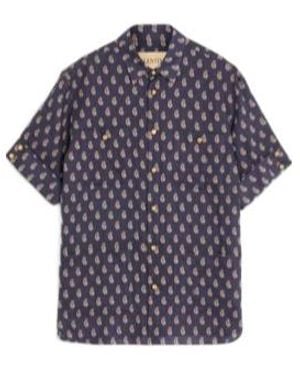 Valentino Lightweight Linen Shirt With Voyage Imaginaire Print - Blue