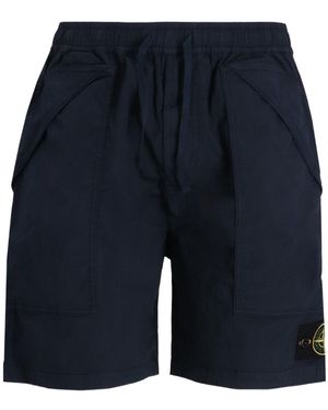 Stone Island Drawstring Logo-Patch Shorts - Blue