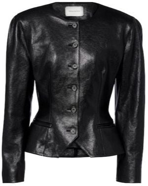 Magda Butrym Peplum Leather Jacket - Black