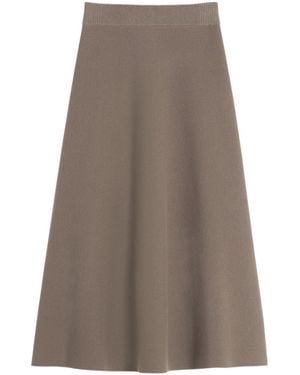Lanvin Fine Knitted Flared Midi Skirt - Brown