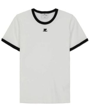 Courreges Signature Logo-Patch T-Shirt - White