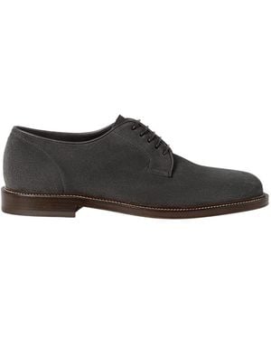 Brunello Cucinelli Reversed Calfskin Derbys - Black