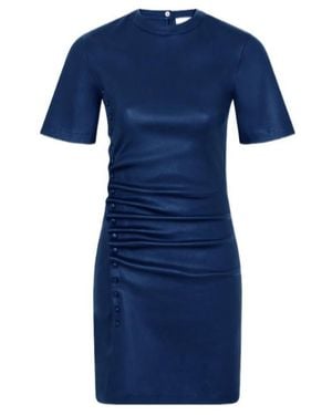 Rabanne Ruched Snap-Button Mini Dress - Blue
