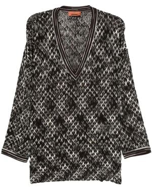 Missoni Geometric-Pattern V-Neck Sweater - Black